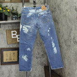 Levis Mens Vintage Y2K 501 Button Fly Jeans Bleached Blue See Measurements