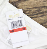 Michael Michael Kors Womens Halter Bikini Top Swim Emblem Logo MM7M161 White XS