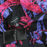 Tahari ASL Womens Printed Faux-Wrap Dress DEM643-T4 Black Cobalt 10