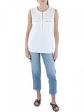 Anne Klein Womens Serenity Knit Zip-Pocket Top 10824500 White L