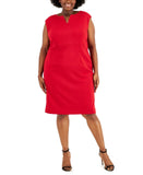 Kasper Womens Plus Size Split-Neck Ponte-Knit Sheath Dress 10853747