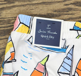 Club Room Mens Sail Sketch 7" Board Shorts Bright White Multi S