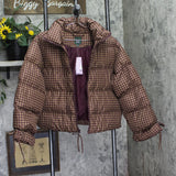 Wild Fable Bow Puffer Gingham Jacket 94658830 Brown Check M