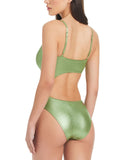 Red Carter Womens Shine Metallic One Piece Swimsuit RCCS25885 Aloe Green XL