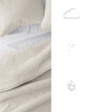 Noble Linens Home 3 Piece Floral Stitch Quilt Set Natural Off White Full / Queen