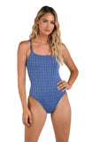 La Blanca Island Goddess Charmed Coast One Piece Swimsuit Chambray Blue 12