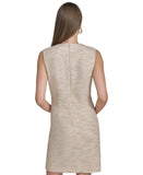 Halston Womens Tweed Chain-Trim Shift Dress HD4JMB8T Oatmeal Brown 14