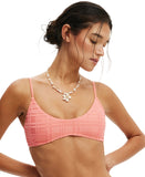 Cotton On Womens Super Scoop-Neck Bikini Swim Top 6338112-19 Pink Jacquard S