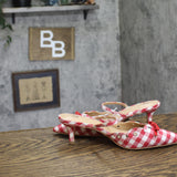 Wild Fable Womens Lysandra Gingham Eyelet Kitten Heels 92611148 Red / White 6.5M