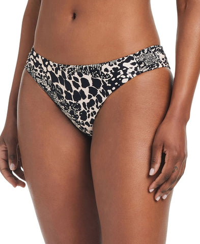 Bar III Womens Printed Side-Tab Hipster Bikini Swim Bottom Black Multi XS