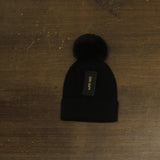 On 34th Womens Rib-Knit Beanie Pom Pom Cuffed MO1542501 Black