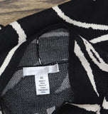 London Times Printed Mockneck Short Sleeve Mini Sweater Dress Black / White XL