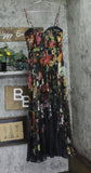 Aqua Pleated Floral Maxi Dress IDM12073 Black Multi L
