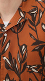 Officine Generale Button-Down Camp Shirt Rouille Iced Coffee Brown Multi XL