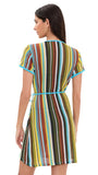 Staud Womens Tie Front Spritz Wrap Coverup Crochet Dress Blue Skate Stripe M