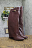 A New Day Tambra Mid-Calf Boots Faux Leather 94568863 Burgundy Red 7M