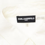 Karl Lagerfeld Womens Eiffel Tower Roll-Tab Button Up Shirt Soft White M