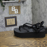 Teva Womens Flatform Sandal Slim Thong Strappy 1164630 Black 8M