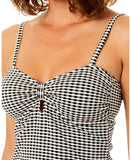 Cece Womens Keyhole Over the Shoulder Tankini Top 26CC207CT Black / White S