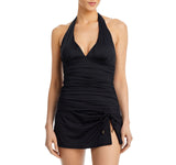 La Blanca Standard Island Goddess Halter Tankini Swimsuit Top Black Noire 12