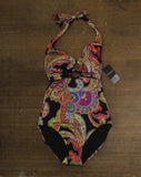 Lauren Ralph Lauren Ring Halter One-Piece Swimsuit Bordado Paisley Black Multi 4