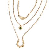 Universal Thread Pendant Box Link Multi-Strand Necklace Gold Yellow 21" + 3"