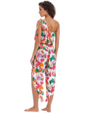 Bar III Bermuda Babe Printed Cover Up One-Shoulder Jumpsuit White Multi XS