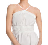 Aqua Womens Cotton Smocked Sleeveless Dress AQ08-01 White S