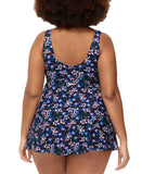Raisins Plus Size Lucia V-Neck Swimdress One Piece Swimsuit Black Multi 24W