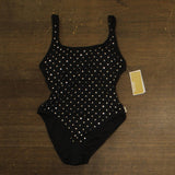 Michael Michael Kors Womens Stud Scoopneck One Piece Swimsuit MM89312 Black 6