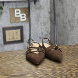 A New Day Womens Twiggy Multi Buckle Mini Heel Flats 94303757 Brown 7M