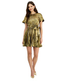 Sam Edelman Womens Plisse Waist Mini Dress Tie 89H505-S4 Gold Yellow 4