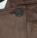 A New Day Faux Suede Notched Collar Button Front Waist Tie Trench Coat Brown 1X