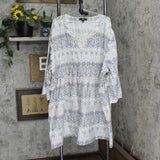 Ellos Womens V-Neck Unlined Lightweight Tunic Shirt Dress White / Black 4X