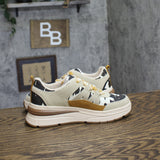 Blowfish Malibu Platform Sneaker with Chunky Sole Tan / Gold Multi Suede 6.0 M