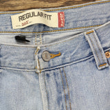 Levi's Womens Vintage Patch Upcycle 505 Baggy Straight Leg Jeans Light Blue XL