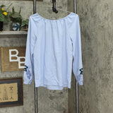 DG2 Womens Embroidered Sleeve Off the Shoulder Pheasant Top 710158 Light Blue S