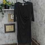 24seven Womens Knit Faux Wrap Midi Dress 166708058b2c88 Black XL