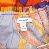 Nine West  Squareneck Off the Shoulder Blouse Shirt Top Multicolor Purple S