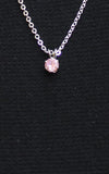 Round Cut Crystal Pendant Necklace Silver Gray / Pink 15.5" + 2.5"