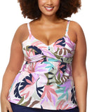 Raisins Curve Twist-Front Aries Tankini Swim Top P840640 Pink Multi 18W