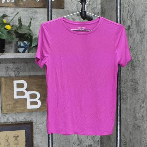 Nine West Womens Soft Spun Stretch Short Sleeve T-Shirt Tee Pink S