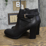 Style & Co. Goring Buckle Accent Cushioned Laleen Round Toe Block Heel Black 7M