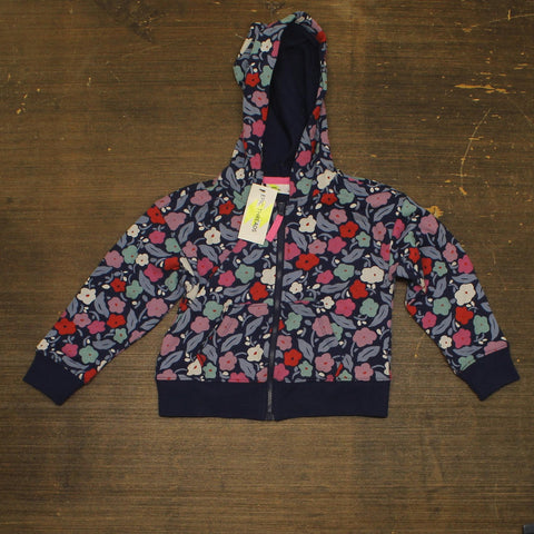 Epic Threads Floral Print Knit French Terry Full Zip Jacket Medieval Blue 4T