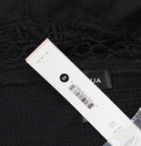 Aqua Womens Cotton Lace Inset Midi Dress DI9188BL Black XS