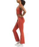 Reebok Womens High-Rise Mini-Flare Pants 100205600 Brick Red Orange XL