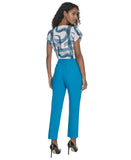 Calvin Klein Womens Cotton-Blend Straight-Leg Pants S53PB720 Corsica Blue 4