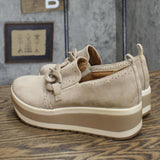 Mad Love Womens Maryanne Platform Loafers with Memory Foam Insole Taupe Brown 6M