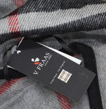 V. Fraas Womens Solid Border Plaid Rounded Edge Wrap Ruana Shawl Gray Multi