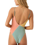O'Neill Mirage Colorblocked Edgewater One-Piece Swimsuit Pink Multi Lurex 2XL
